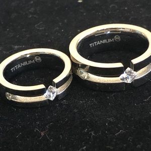 Titanium plated wedding bands with CZ stones